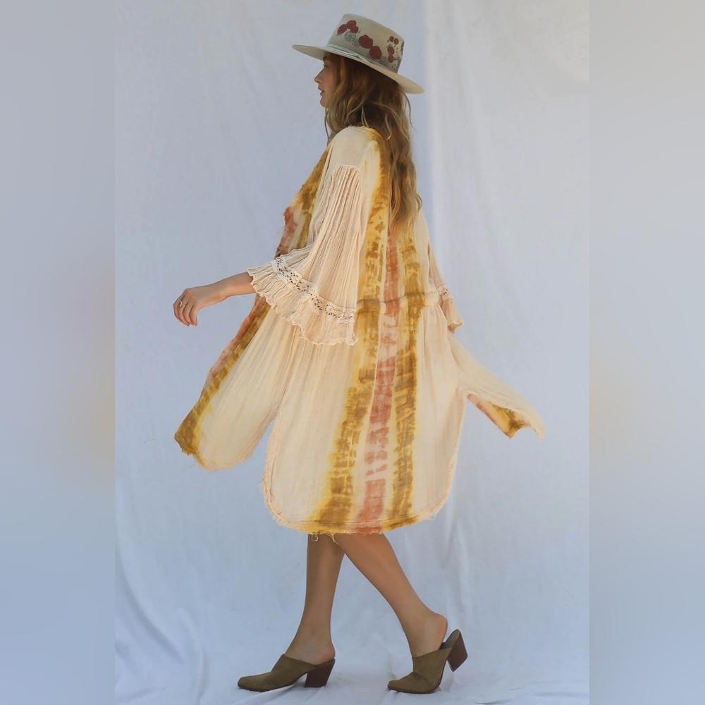 Jen's Pirate Booty Tie Dye Scarlet Kimono in Desert Sun Astral